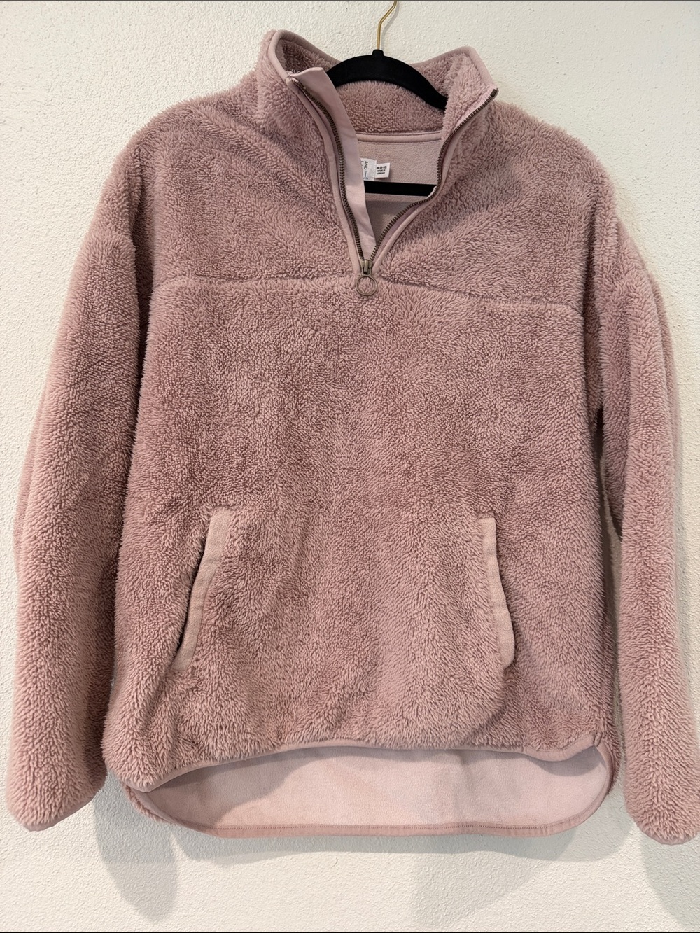 Time and Tru Plush Half-Zip Cowl Pullover - Dusty Rose